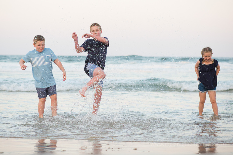 splashing in the water